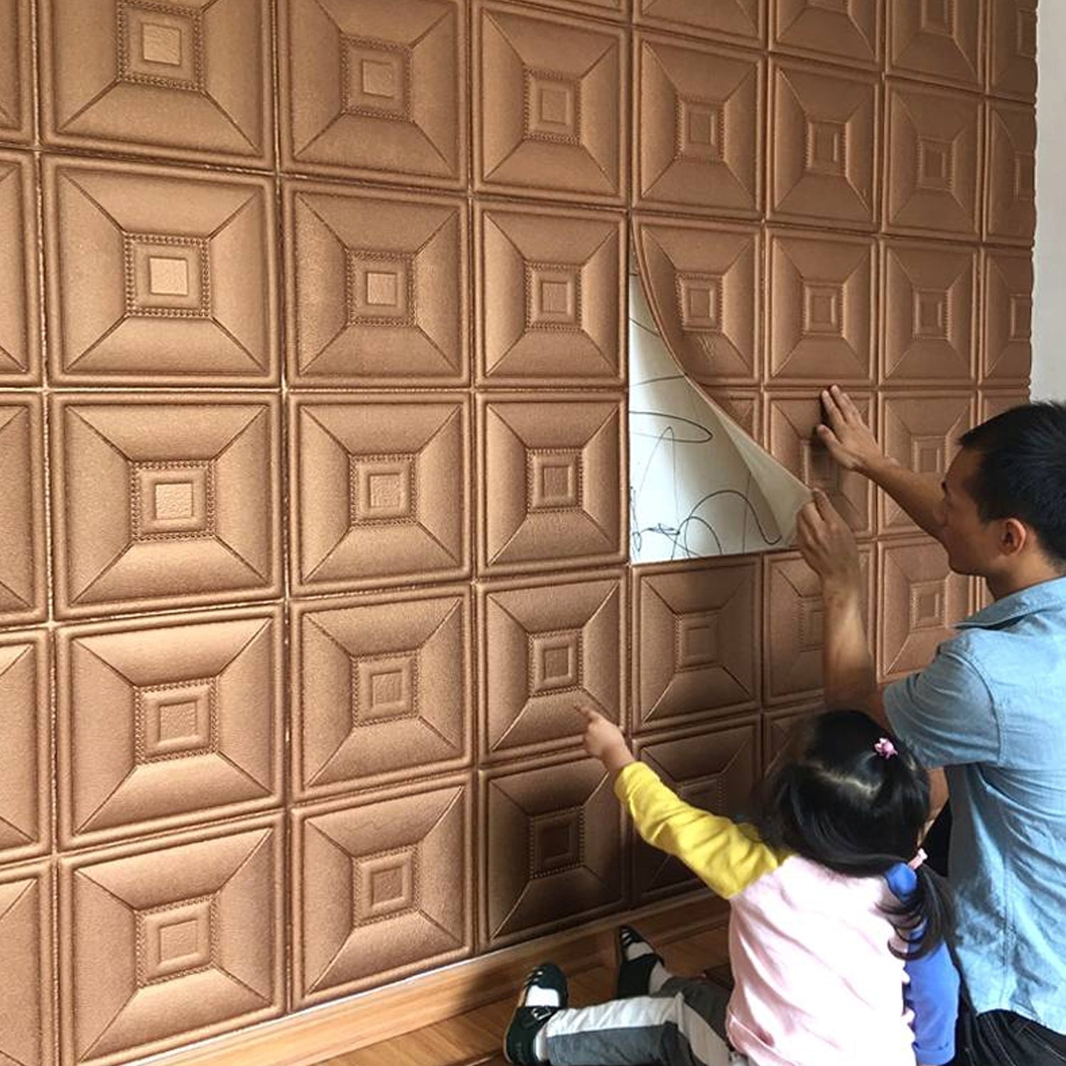9276 Wallpaper 3D Foam Wallpaper Sticker Panels I Ceiling Wallpaper For Living Room Bedroom I Furniture, Door I Foam Tiles (Square Design) DeoDap 9276 Wallpaper 3D Foam Wallpaper Sticker Panels I Ceiling Wallpaper For Living Room Bedroom I Furniture, Door I Foam Tiles (Square Design) DeoDap